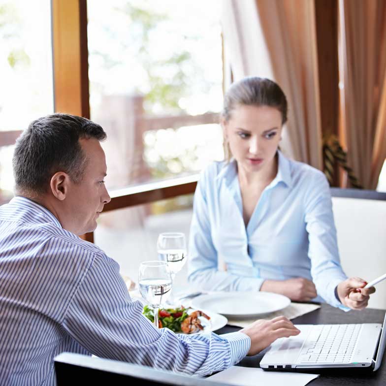 Business meeting at a restaurant